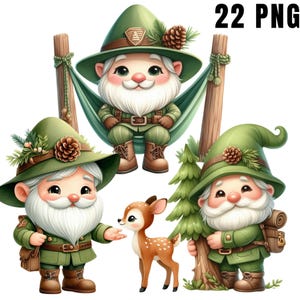 Forest Ranger kabouters clipart, schattige kabouters, bosrijke kabouter, bos, kabouter clipart, bos illustraties, Instant Download voor commercieel gebruik