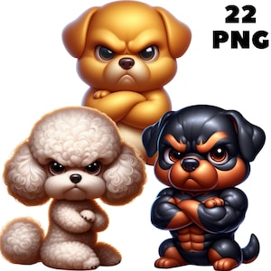 22 PNG, Grumpy Dog Clipart, Dog Clipart, Cartoon Pet, Cute dog, Baby dog,Cute animals, Baby animals, Angry animals, Commercial Use