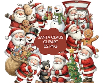 Santa Claus clipart png, cute Christmas Santa, festive holiday illustration, santa sublimation png, christmas card making, commercial use