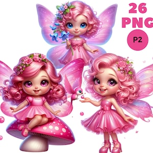 26 PNG süße rosa Fee (p2) Clipart, Fee Grafiken, süße Fee, Fee png, Blumen png, Illustrationen, sofortiger Download für kommerzielle Nutzung