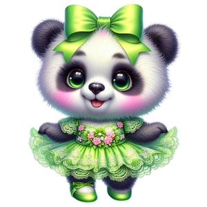 25 PNG Clipart de panda bailarina, animal dançante fofo, animais fofos, imprimíveis de balé, ilustrações, download instantâneo para uso comercial