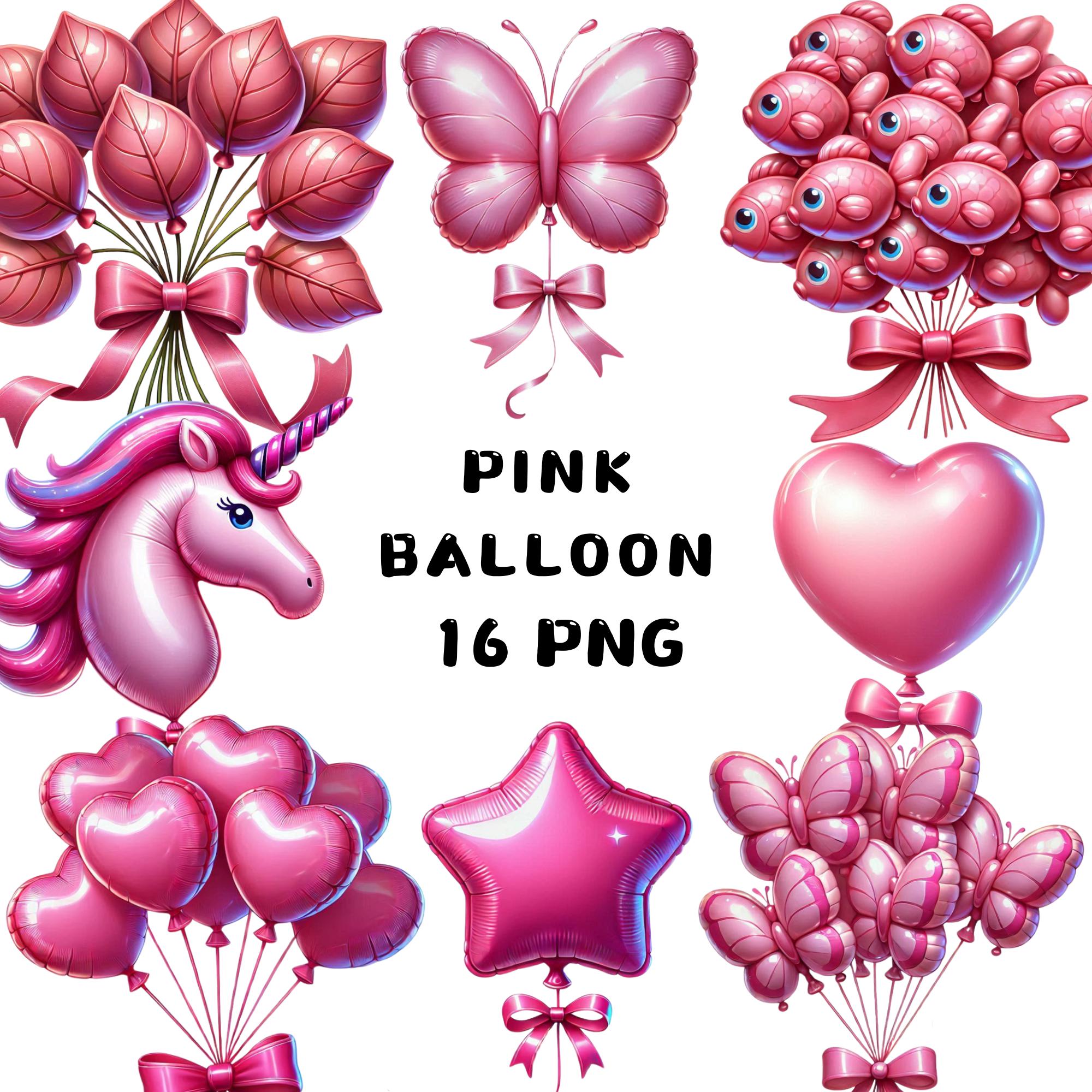 16 PNG Pink Balloon Clipart , Birtday Clipart, Colourful Balloon, Valentines day balloon, Illustration , Instant Download for Commercial Use