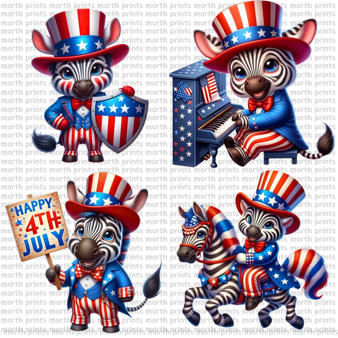 Patriotic Zebra Clipart PNG, Zebra With USA Flag Sunglasses, Cute 4th ...