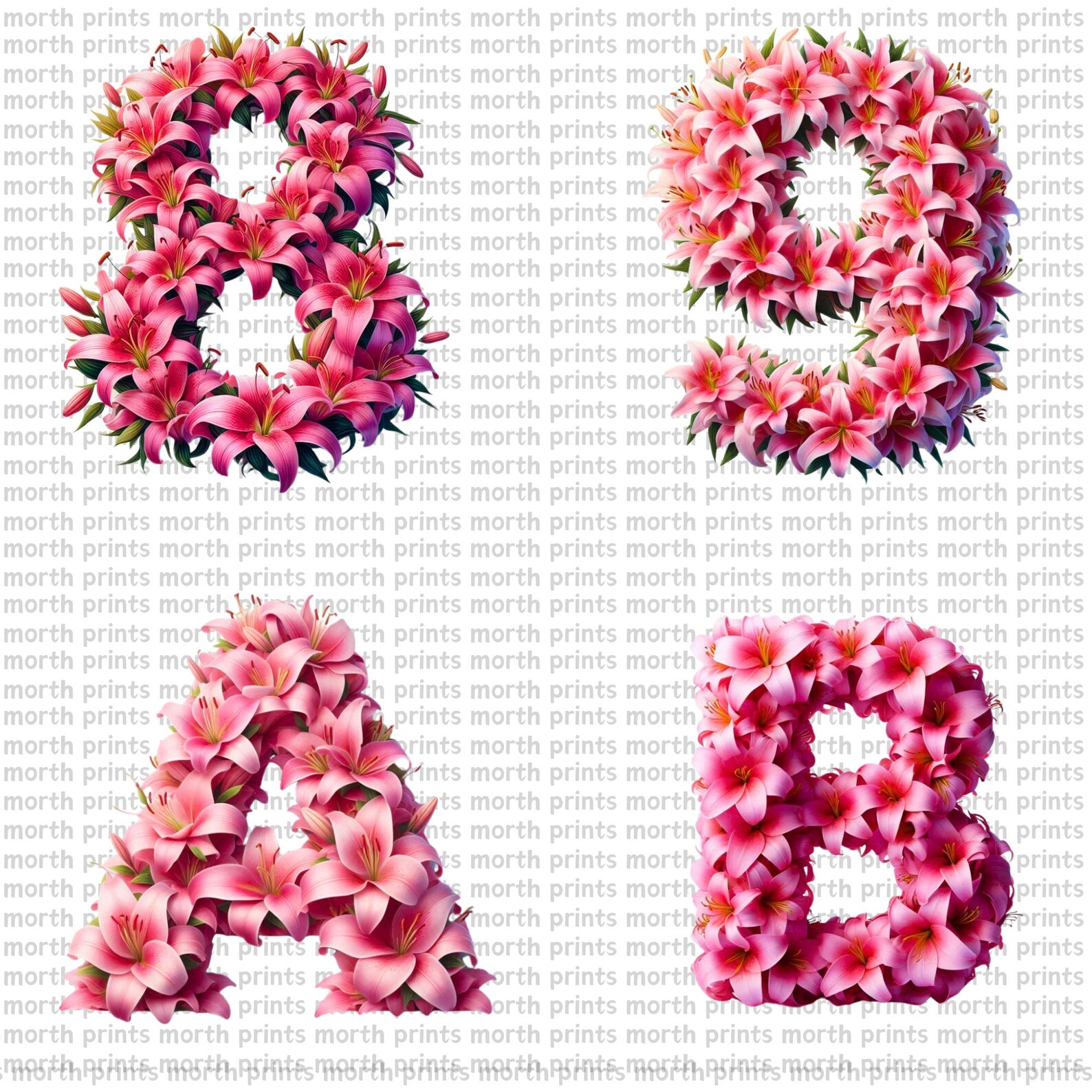 Letter R Lily Lily Floral Alphabet Clipart PNG, Elegant A–Z Letters, 38 PNG Files ...