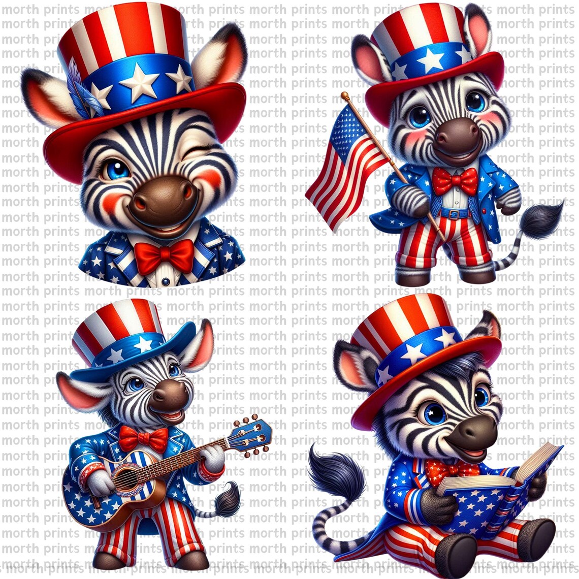 Patriotic Zebra Clipart PNG, Zebra With USA Flag Sunglasses, Cute 4th ...
