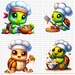 Chef Turtle Clipart PNG, Cute Cooking Turtles With Hats & Utensils ...
