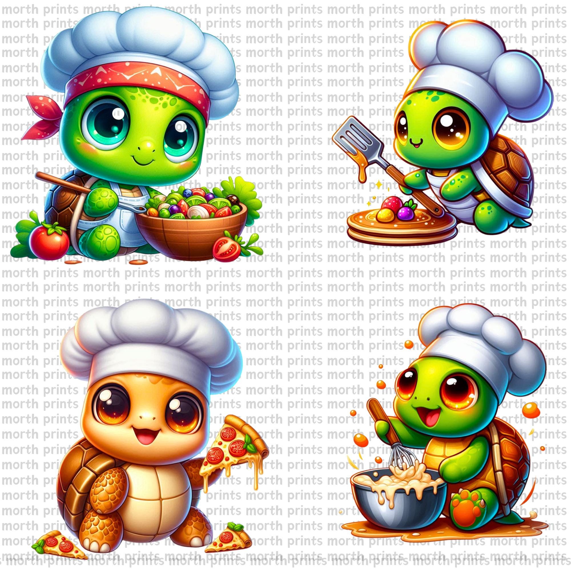 Chef Turtle Clipart PNG, Cute Cooking Turtles With Hats & Utensils ...