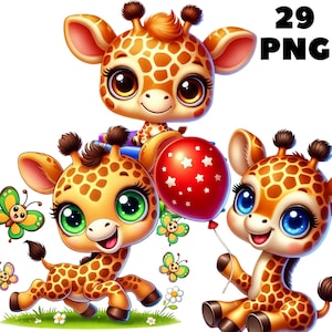 29 PNG süße Baby Giraffe Clipart, Clipart Tiere, Süße Tiere, süße Baby-Tiere, Illustrationen, Sofort-Download für kommerzielle Nutzung