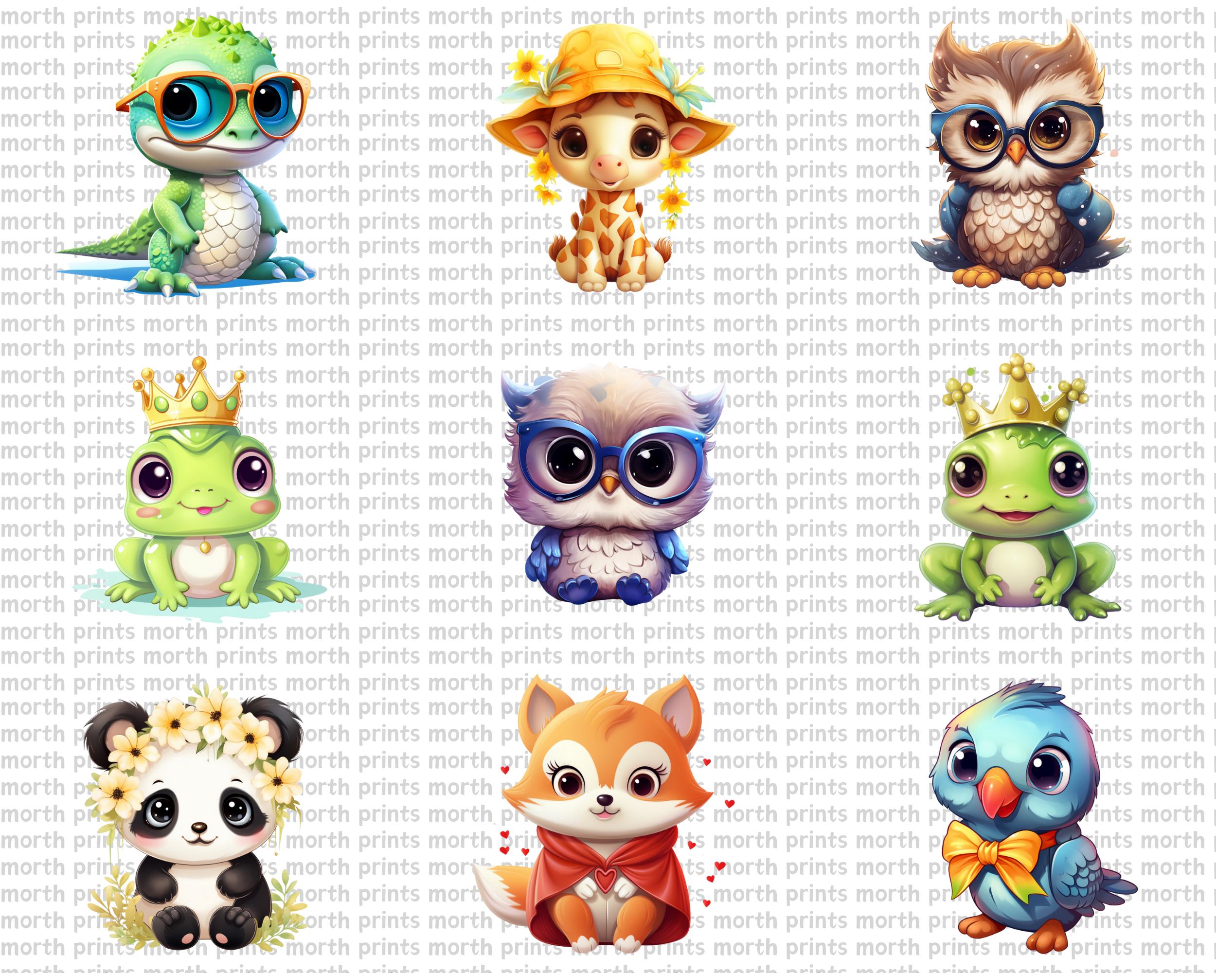 Cute Baby Animals Clipart PNG, Kawaii Baby Animals for Nursery Decor ...
