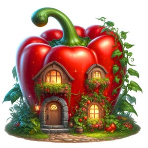 36 PNG Clipart di case di verdure, clipart fantasy, casa delle fate, casa carina, stampabili, illustrazioni, download immediato per uso commerciale