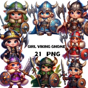 Meisje Viking kabouter clipart, schattige kabouter clipart, kabouter clipart bundel, viking kabouter clipart, viking kabouter paar, viking kabouter png