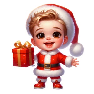 26 PNG Clipart de bebés navideños, Clipart navideño pintado, Ilustraciones navideñas, bebés lindos, Descarga instantánea para uso comercial