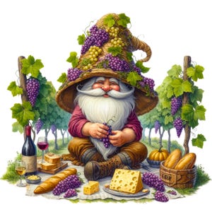 30 PNG Vine Gnome Clipart, clipart Gnomo da bere al vino, grafica png Gnomo da vino, illustrazioni, download immediato per uso commerciale