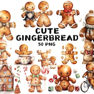 Gingerbread Clipart PNG: Holiday Sprinkles, Cards, Stickers (Digital Download 10&quot;x10&quot;)