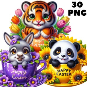 Animais de Páscoa Clipart, Páscoa Clipart, Galinha de Páscoa Clipart, Coelhinho da Páscoa Png, Páscoa Pastel, Clipart Transparente, Animais fofos, primavera