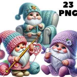 Clipart nain à tricoter PNG 23, nain mignon, nain confortable, tricot png, tricot imprimable, illustration, téléchargement immédiat pour un usage commercial