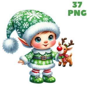 37 PNG Weihnachtself Clipart, Weihnachten Cliparts, Elfen Clipart, Winter Elfen Clipart, Illustrationen, sofortiger Download für kommerzielle Nutzung
