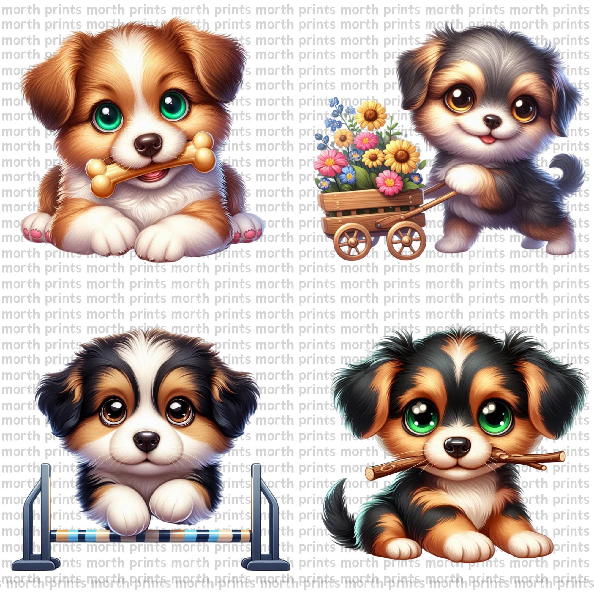 Cute Baby Dog Clipart PNG, Puppies With Bows & Toys, 35 File, Nursery ...