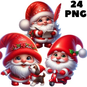 24 PNG schattige rode kabouter clipart, schattige kabouter, boskabouter, lente png, illustratie, Instant Download voor commercieel gebruik