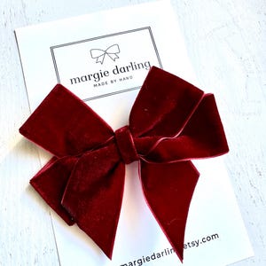 Christmas burgundy maroon velvet 5” hair bow, newborn headband, hair bow for girls, toddler bows, grosgrain ribbon bow