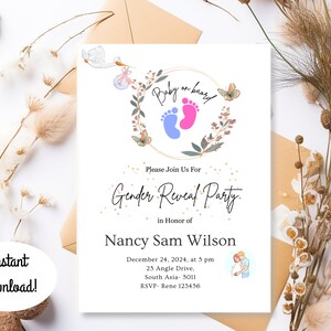 Couple Baby Shower Invite Template Minimalist Gender Reveal Invitation Digital Download Minimalist Baby Shower E-invite Unique Designs
