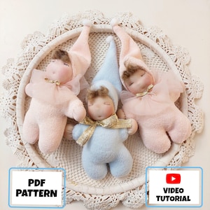 Waldorf Inspired Dolls PDF Sewing Pattern and Video Tutorial, Pocket Doll Pattern, Rag Doll Pattern, Tiny Baby Doll ,Mini Doll, Waldorf Toy