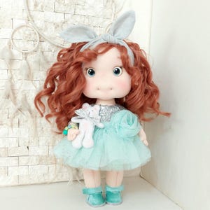 Princess Aqua Handmade Textile Doll with Personalized Touch – A Unique Collectible! Artist Doll Baby Doll Cute Rag Doll