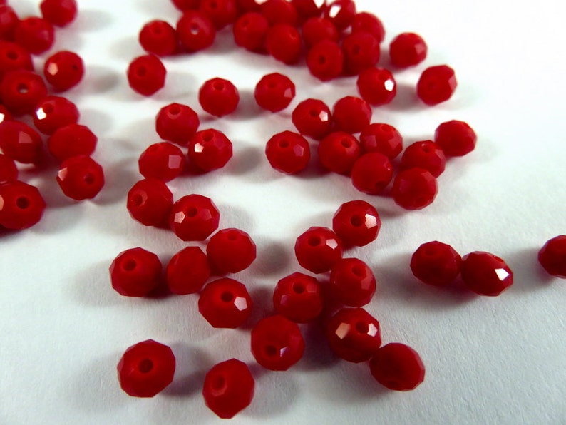 75 Red Opaque Glass Beads Faceted Rondelle Abacus 4x3mm 75 Etsy