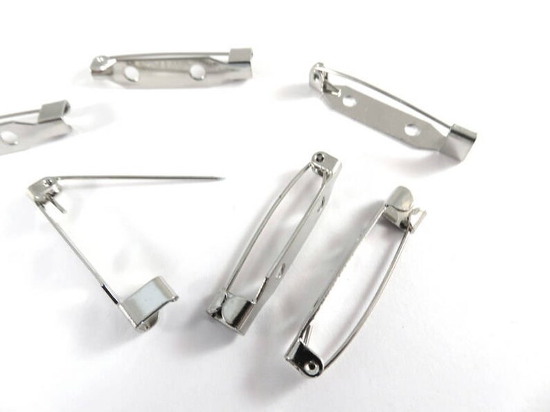 6 Silver Brooch Clasp Pin Back Fasteners Stainless Steel Etsy