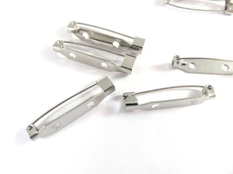 6 Silver Brooch Clasp Pin Back Fasteners Stainless Steel Etsy