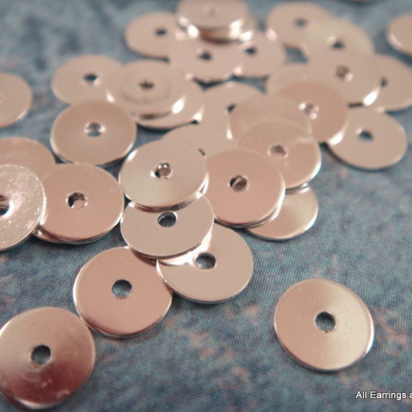 50 Silver Heishi Spacer Bead Finished Brass 5x0.3mm Flat Round Disk - 50 pc - 5827-6
