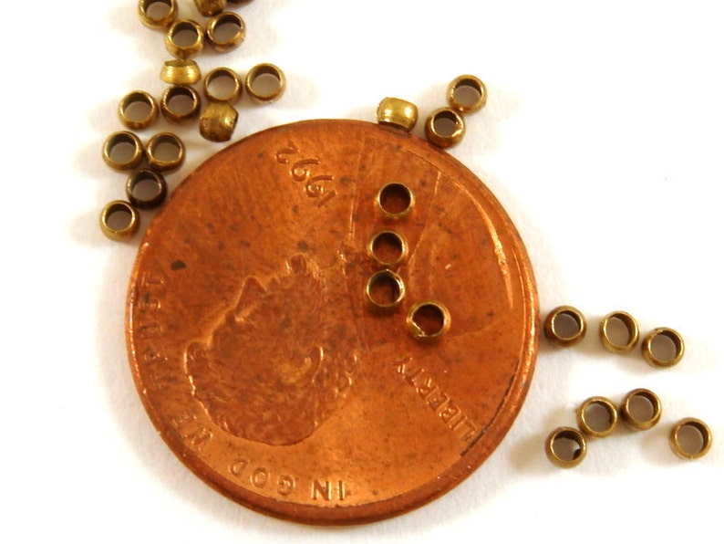 200 Bronze Crimp Beads Antique Barrel Bead Brass NF 2mm 3 | Etsy