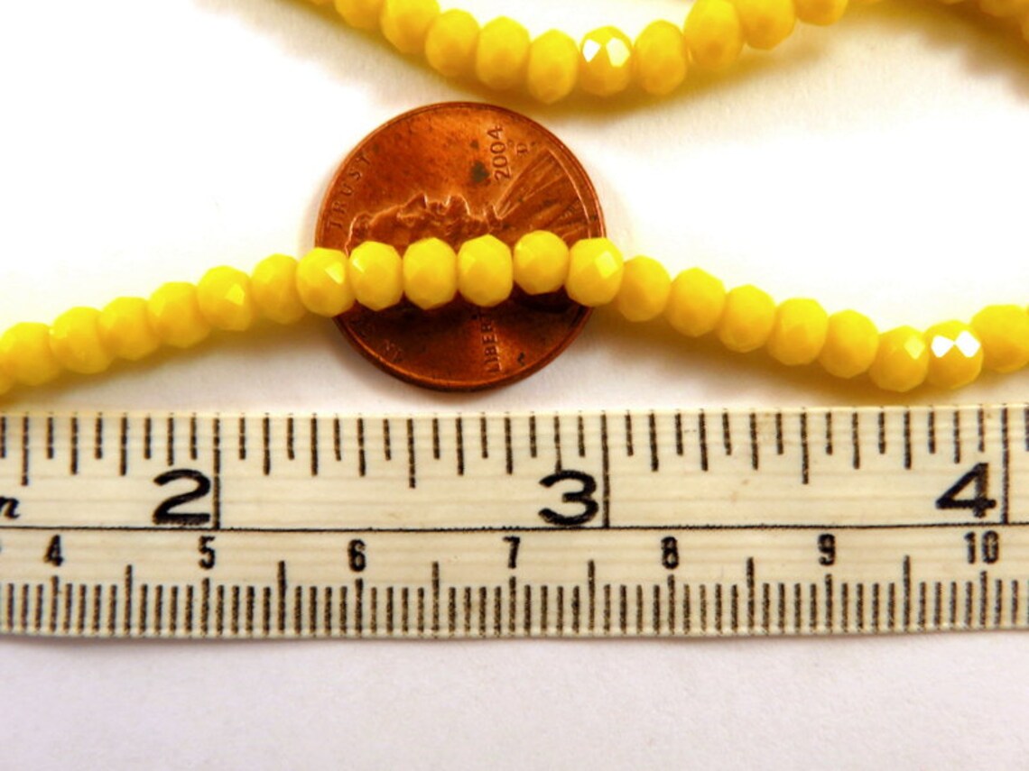 75 Yellow Glass Beads Opaque Faceted Rondelle Abacus 4x3mm Etsy