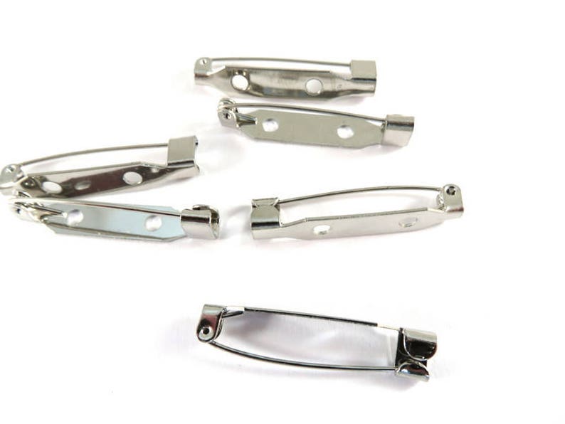 6 Silver Brooch Clasp Pin Back Fasteners Stainless Steel Etsy