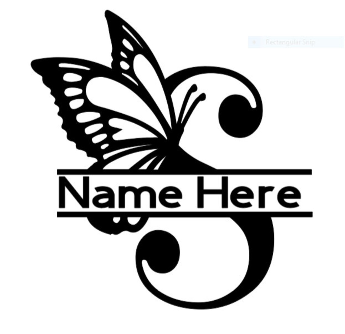 Permanent S Butterfly Monogram Decal Cut From Permanent Etsy