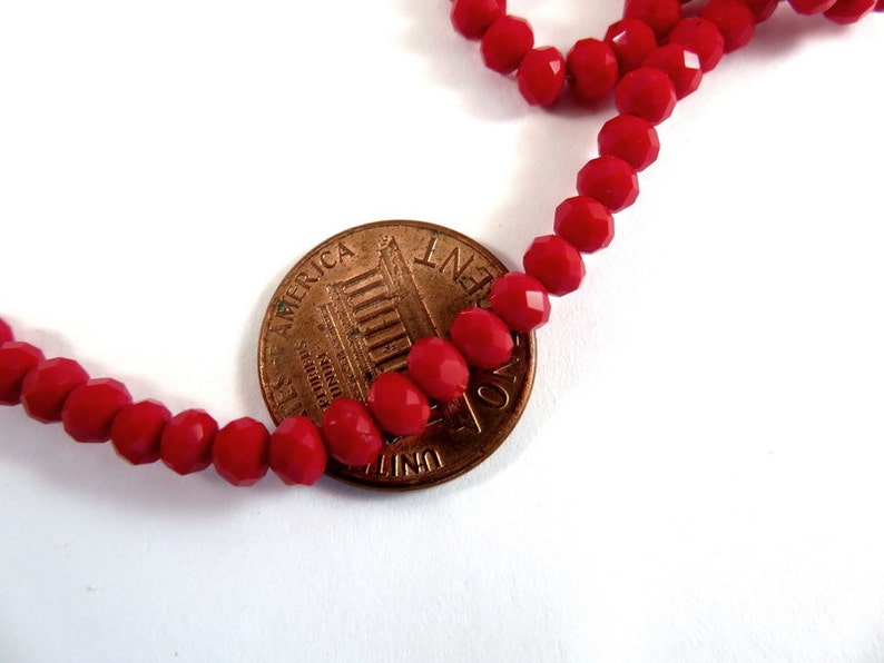75 Red Opaque Glass Beads Faceted Rondelle Abacus 4x3mm 75 Etsy