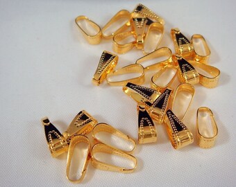 25 Gold Bail Snap On Plated Brass Pendant Bail Hook 10mm - 25 pc - 1353-15