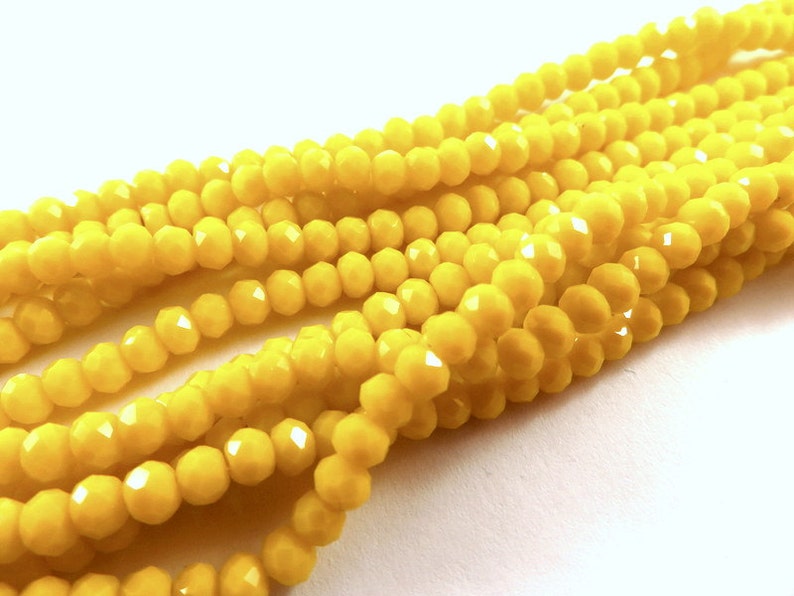 75 Yellow Glass Beads Opaque Faceted Rondelle Abacus 4x3mm Etsy