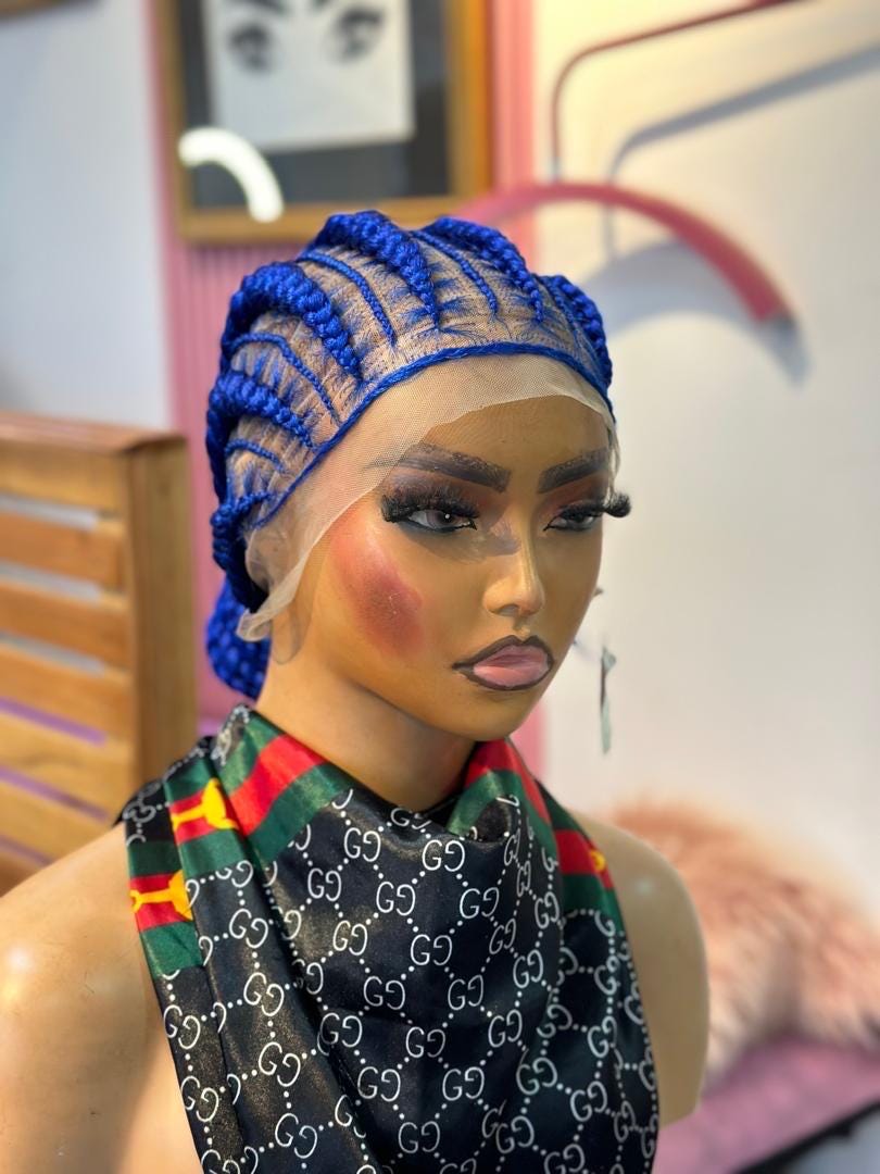 All back stitch cornrow braids full lace braided wig for black women