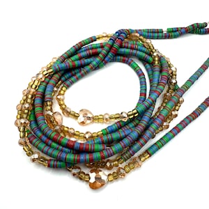 2pcs set Heishi mix Ghana waist Beads Belly Chain Weight control African beads belly beads Weight Tracker Beads Nigerian Beads