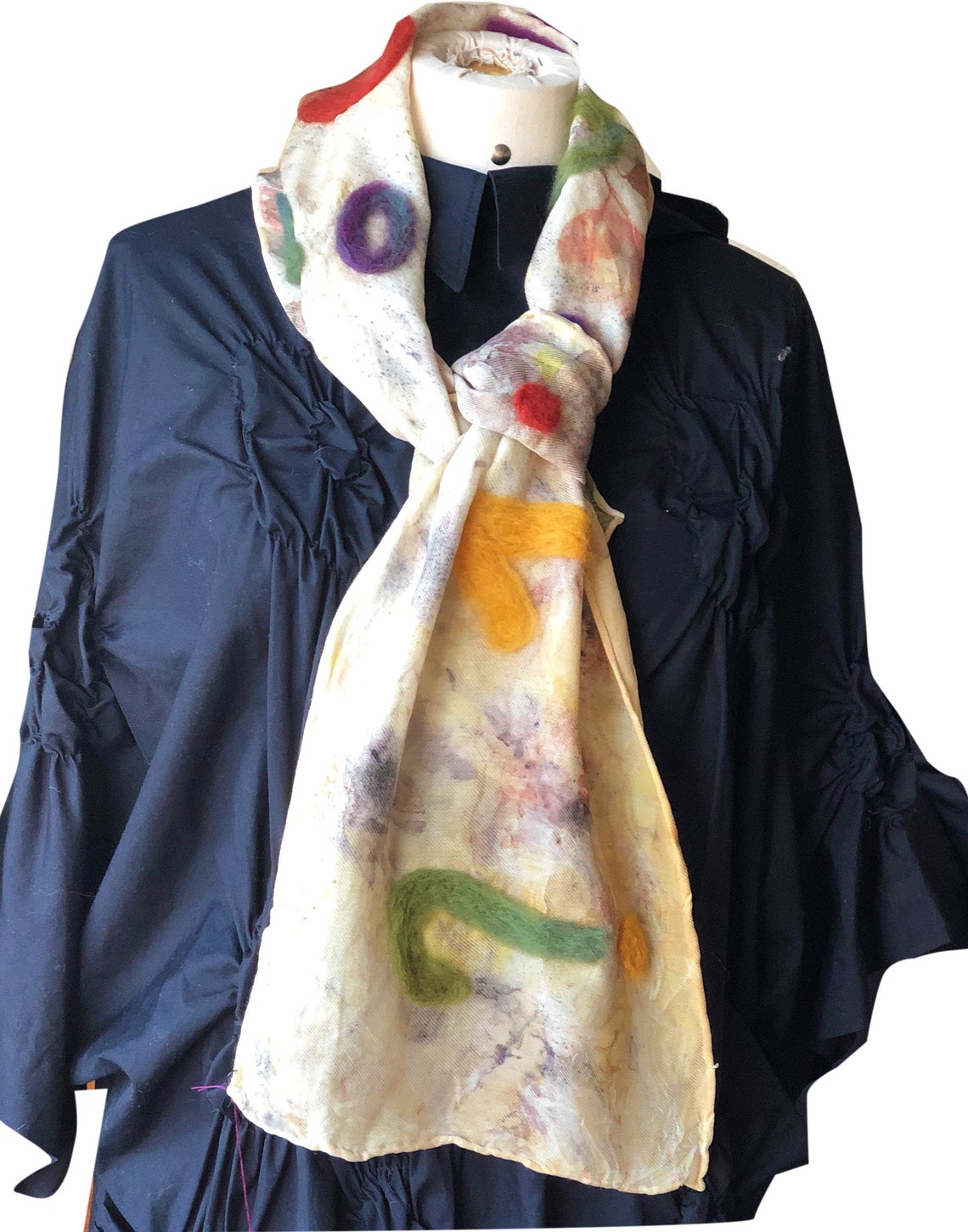 EcoPrint Silk Scarf Eco Dyed Scarf Women's Scarf Etsy