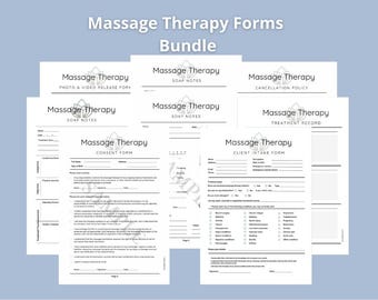 7 Ready-To-Use Massage Forms, Client Intake, Client Treatment Record, SOAP Notes, Consent, Massage Cancellation Policy, PhotoVid Release