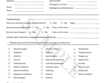 Massage Therapy Client Intake Form