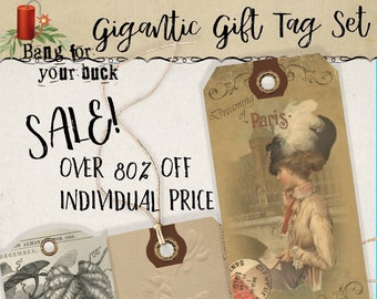 SALE!! Over 70% off!  Printable Gift Tags Instant Download Holiday Gift Tags Junk Journal Ephemera  Scrapbooking Digital Tag Sets