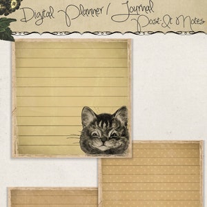 Digital Planner and Journal Stickie Notes Louis Wain Cats image 1