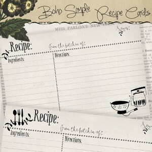 4x6 Printable Recipe Cards, Boho Simple, Bridal Shower Kitchen Printables - Instant Download Digital Cooking Printable Gifts for Cooks