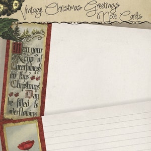 4x6 Holiday Printable Vintage Christmas Greetings Note Card Gift Tag  Set journal cards Instant Download Digital DIY Project Kit