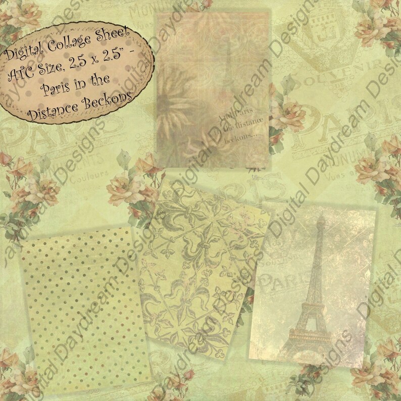 Instant Download Digital Printable Collage Sheet - ATC ACEO Backgrounds ...