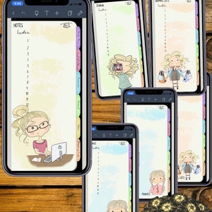 Hyperlinked Digital Tabbed Cute Girls Organizers Complete Set for iPhone, PDF, use in any notetaking app image 9