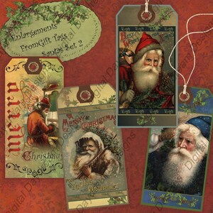 Instant Digital Download Collage Sheet Holiday Christmas Gift Tag Hang Tag Set - Christmas, Santa Set 2